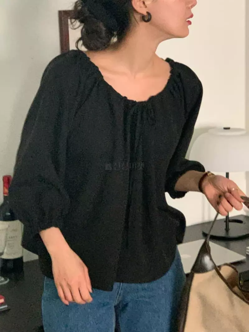 Sold Out - Korean Women Fashion - #momslook - Shirring Strap Blouse - 2
