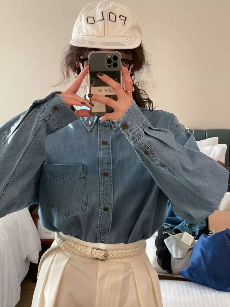 Sold Out - Korean Women Fashion - #romanticstyle - Basic Denim Shirt - 3