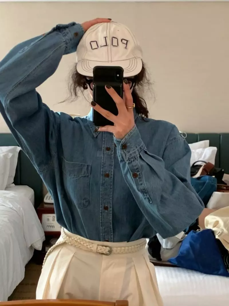 Sold Out - Korean Women Fashion - #romanticstyle - Basic Denim Shirt - 4