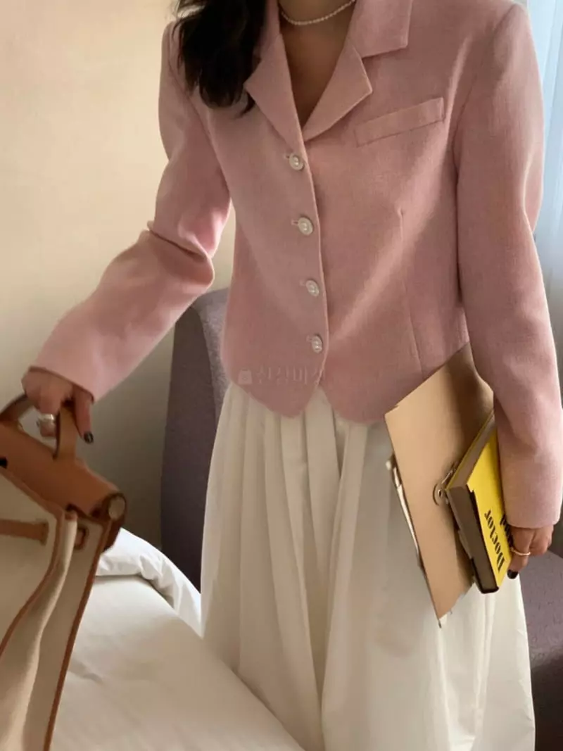 Sold Out - Korean Women Fashion - #vintageinspired - Tweed Sand Jacket - 2