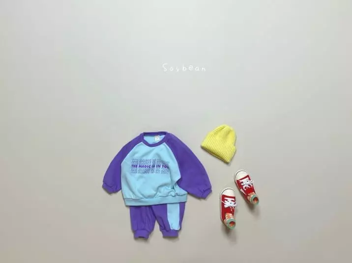 Soybean - Korean Children Fashion - #Kfashion4kids - Raglan Color Top Bottom Set - 3