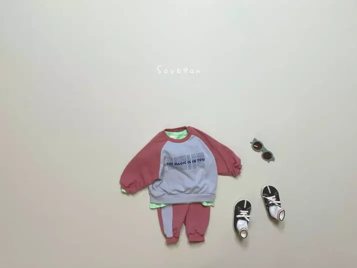 Soybean - Korean Children Fashion - #kidsstore - Raglan Color Top Bottom Set