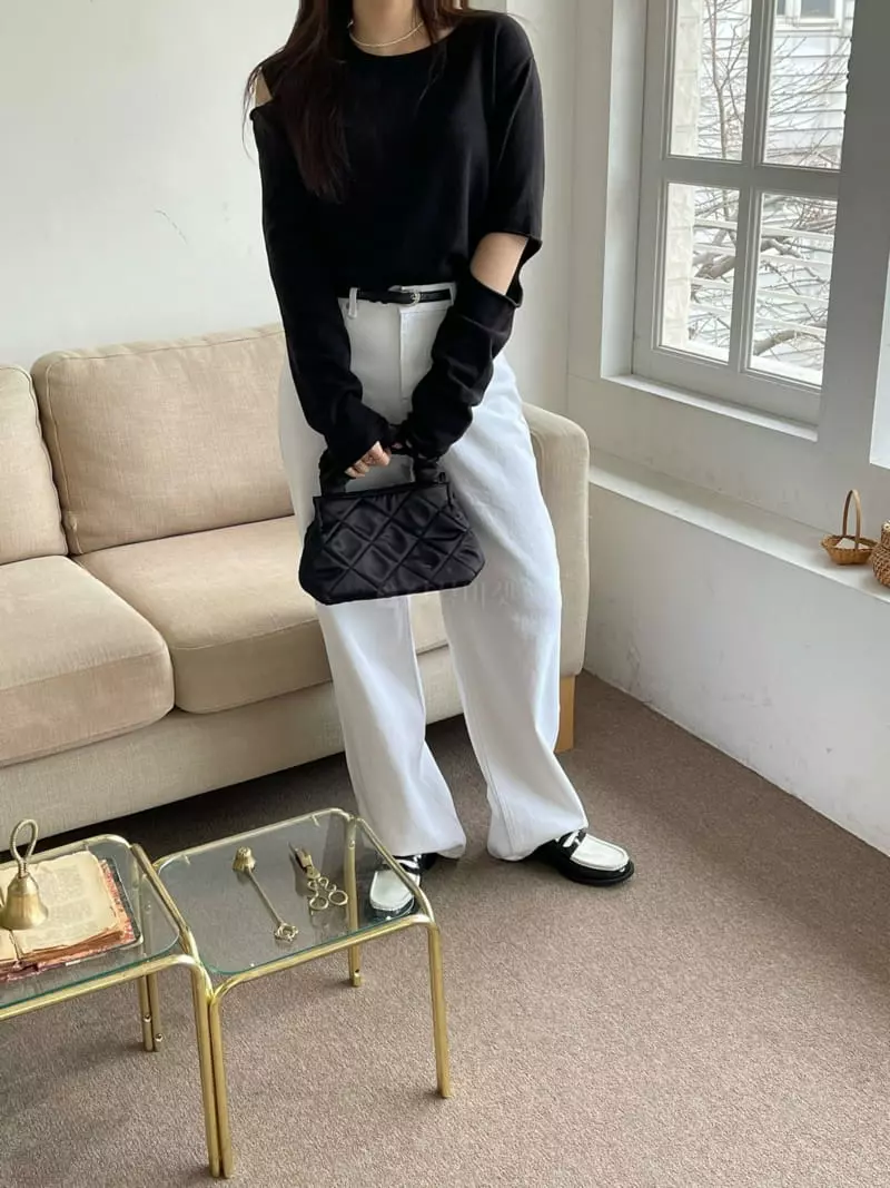 Special - Korean Women Fashion - #romanticstyle - Open Stripe Knit Tee
