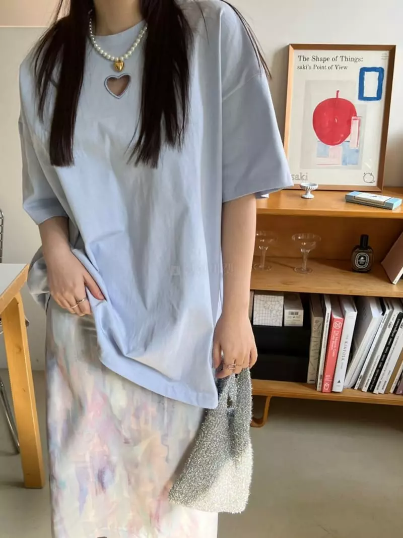 Special - Korean Women Fashion - #vintageinspired - Heart Embroidery Tee - 4