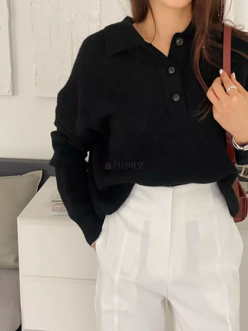 Ssemienne - Korean Women Fashion - #momslook - Mo Hair Collar Knit Tee - 3