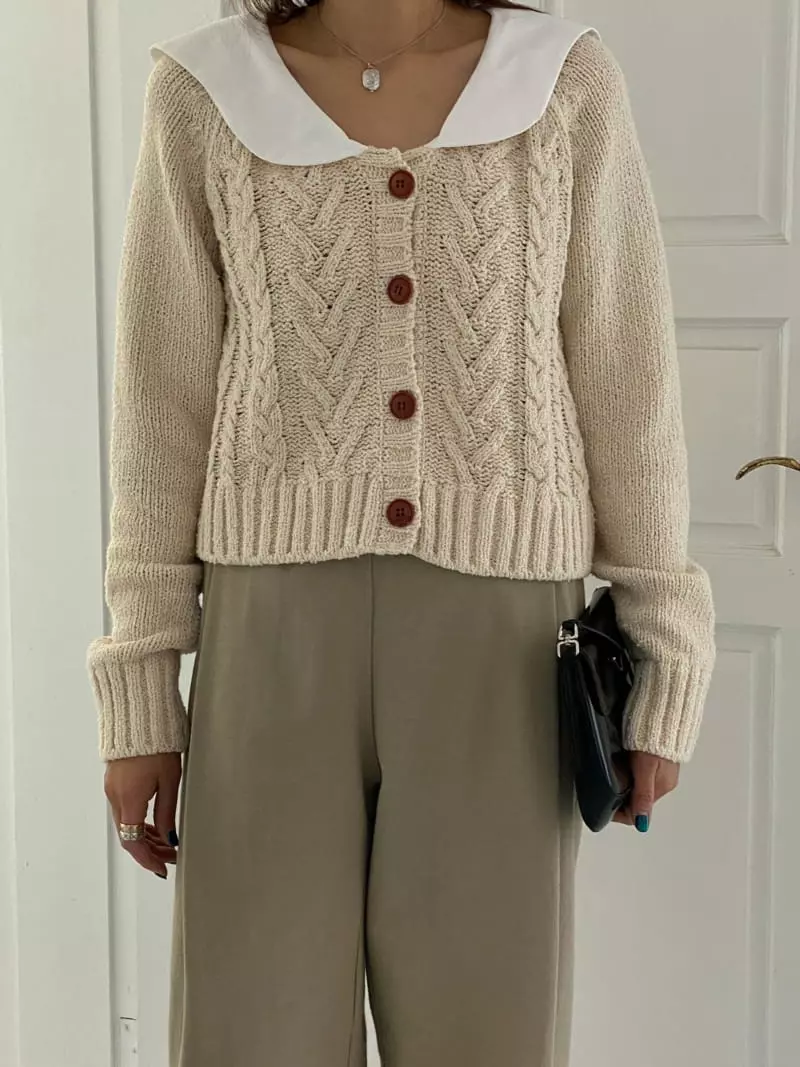 Ssemienne - Korean Women Fashion - #womensfashion - Bookle Collar Cardigan - 4