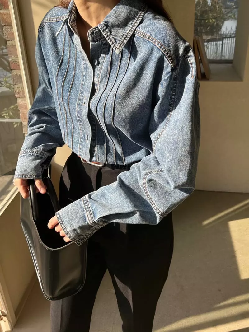Ssemienne - Korean Women Fashion - #momslook - Isabel Denim Blouse - 2