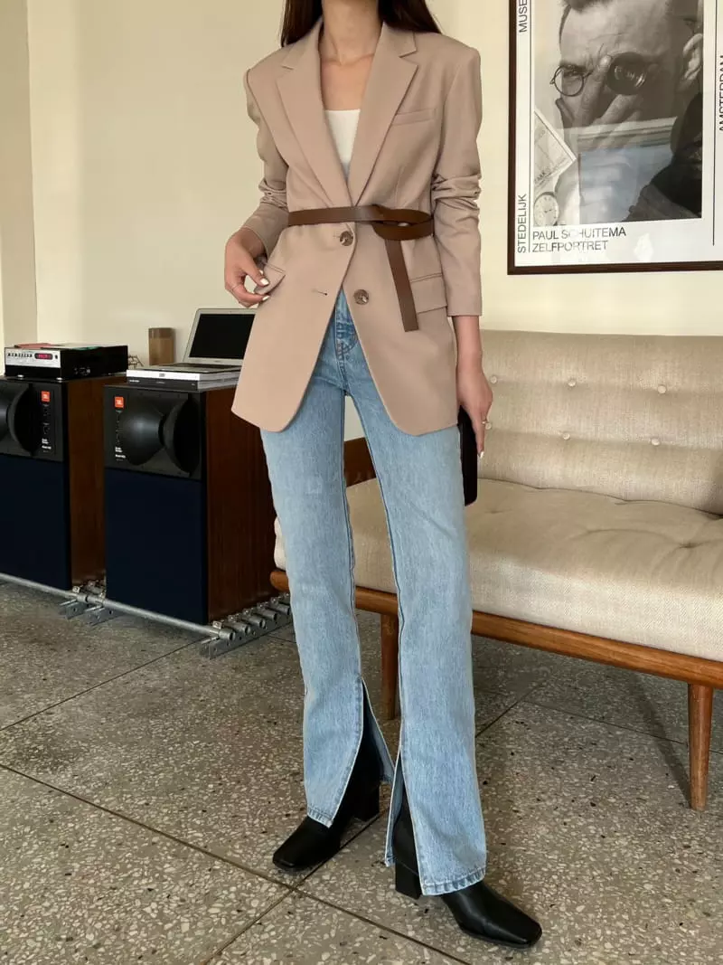 Ssemienne - Korean Women Fashion - #momslook - Signature Belted Jacket