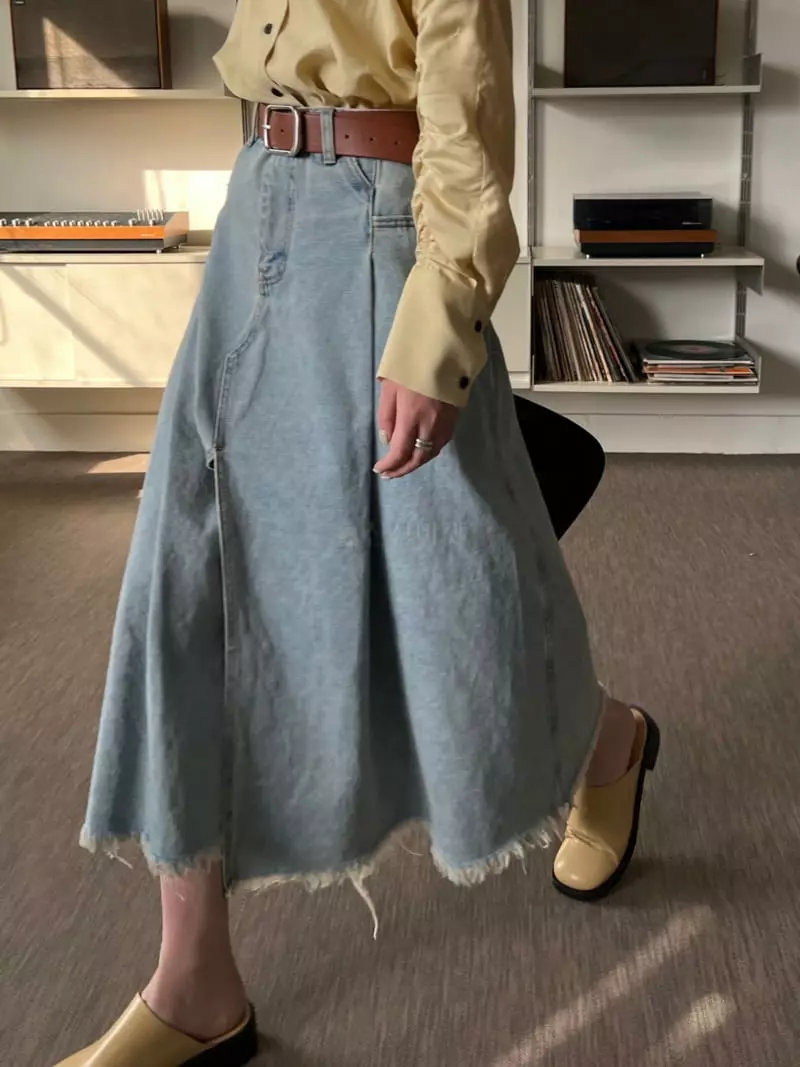Ssemienne - Korean Women Fashion - #shopsmall - Alec Denim Skrit - 3