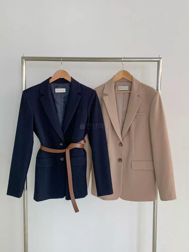 Ssemienne - Korean Women Fashion - #vintageinspired - Signature Belted Jacket - 4