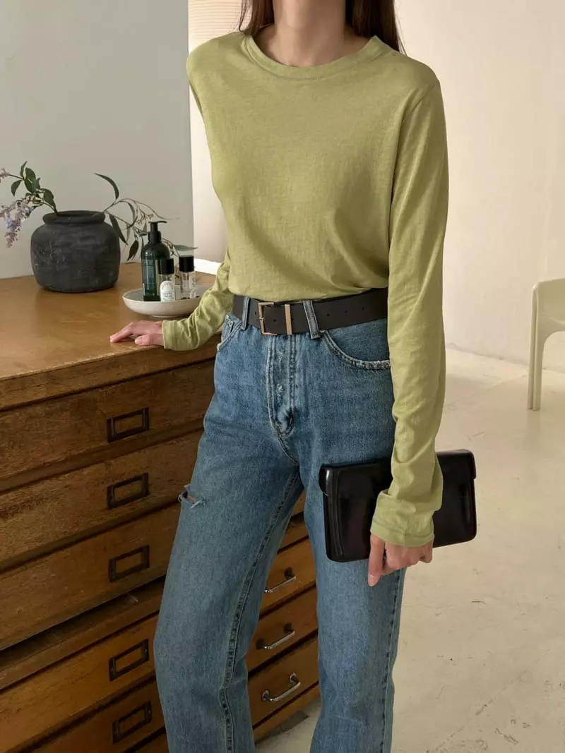 Ssemienne - Korean Women Fashion - #womensfashion - Silky Round Tee - 3