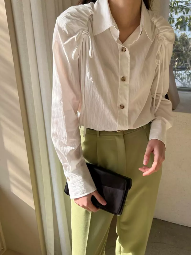 Ssemienne - Korean Women Fashion - #womensfashion - Wave Silky Blouse - 2