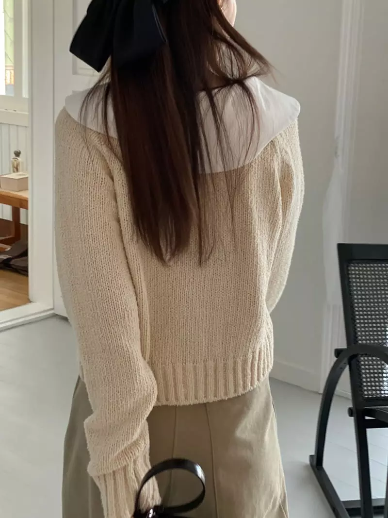 Ssemienne - Korean Women Fashion - #womensfashion - Bookle Collar Cardigan - 3