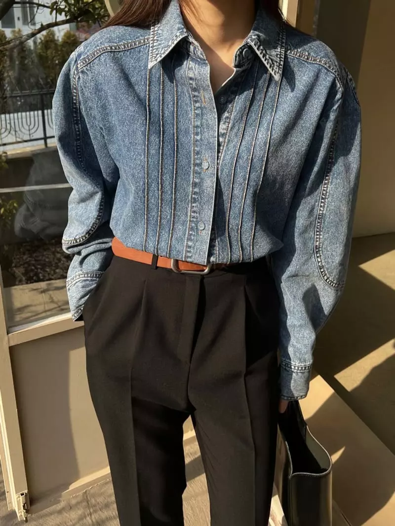 Ssemienne - Korean Women Fashion - #womensfashion - Isabel Denim Blouse - 3