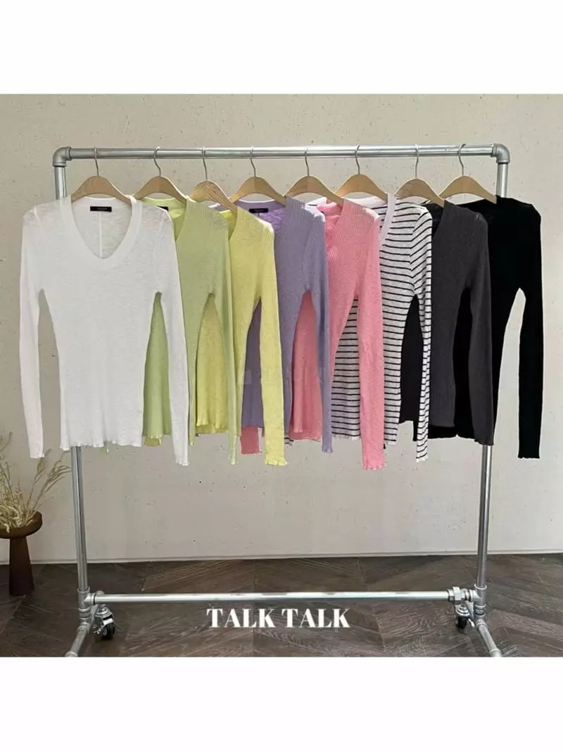 Talktalk - Korean Women Fashion - #momslook - Mild U-neck Tee - 2