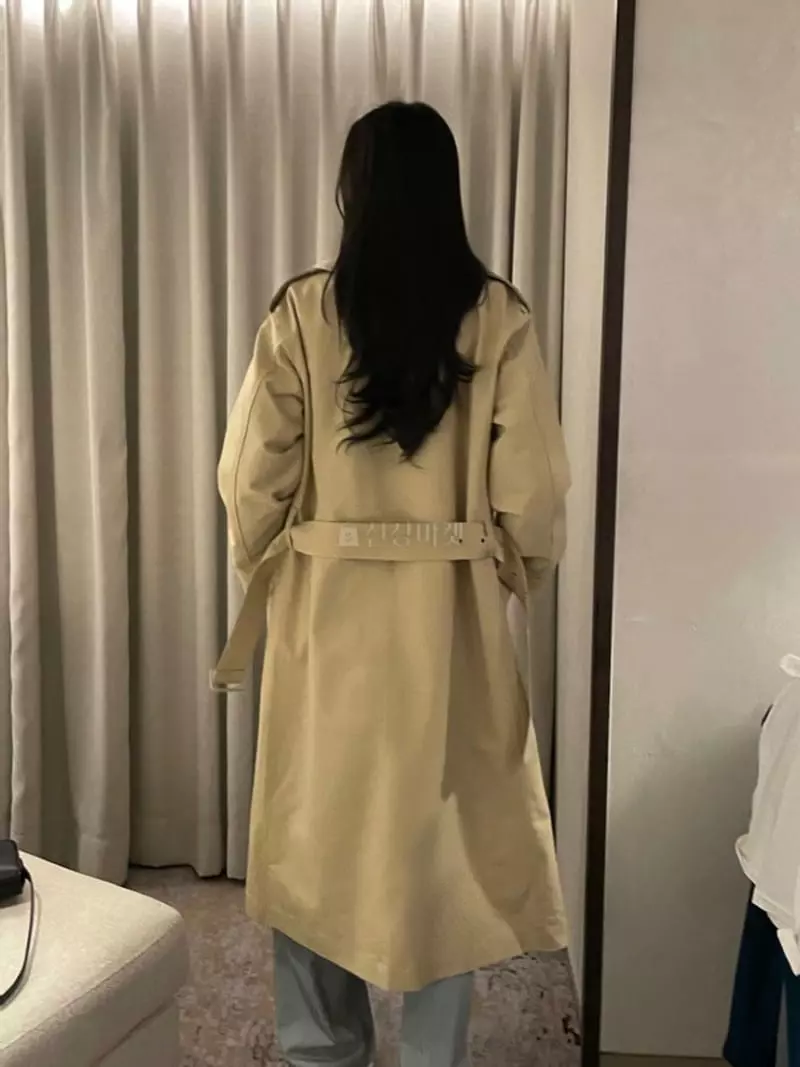 Taste - Korean Women Fashion - #vintageinspired - Long Almond Trench Coat - 4