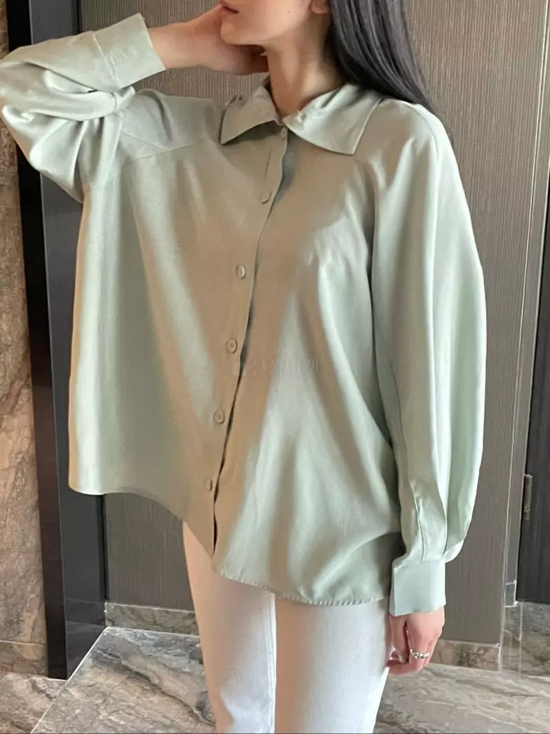 Taste - Korean Women Fashion - #momslook - Double Side Via Blouse - 4