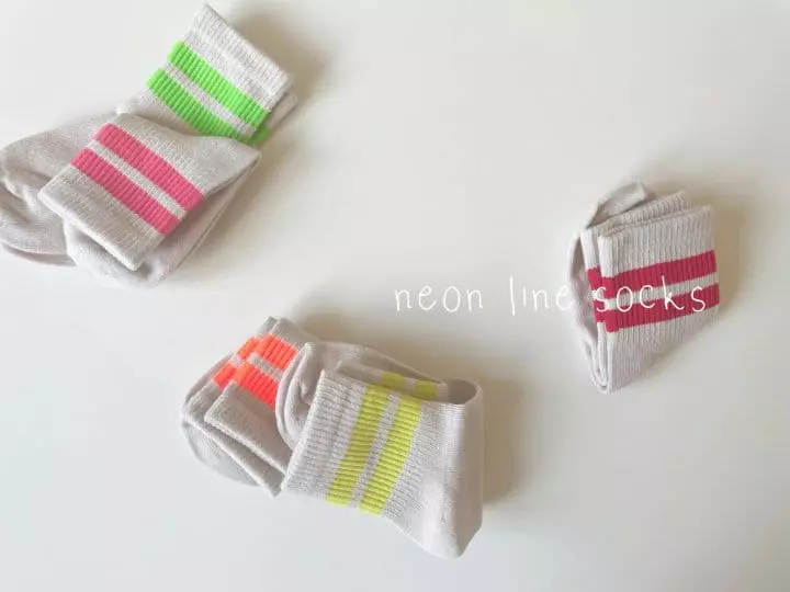 Teamand - Korean Children Fashion - #designkidswear - Neon Line Socks [set of 5]