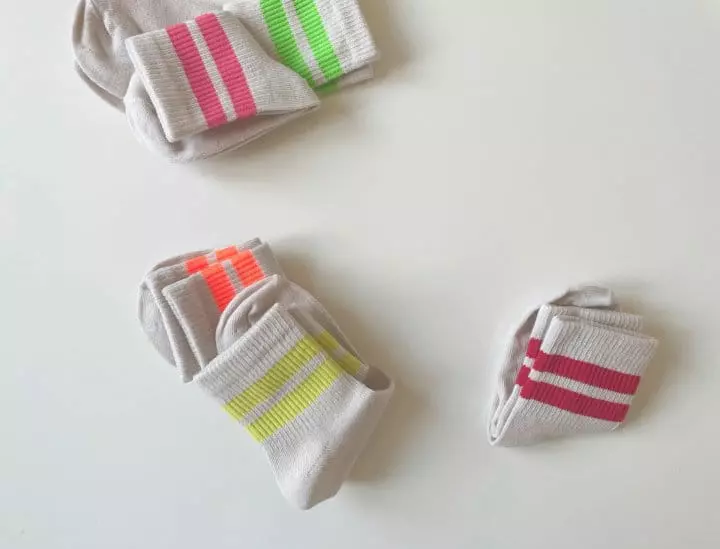 Teamand - Korean Children Fashion - #fashionkids - Neon Line Socks [set of 5] - 4