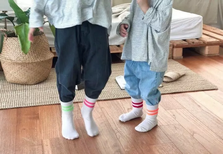 Teamand - Korean Children Fashion - #kidsstore - Neon Line Socks [set of 5] - 5