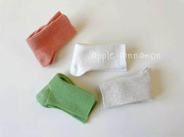 Teamand - Korean Children Fashion - #minifashionista - Apple Cinnamon Socks [set of 4] - 2