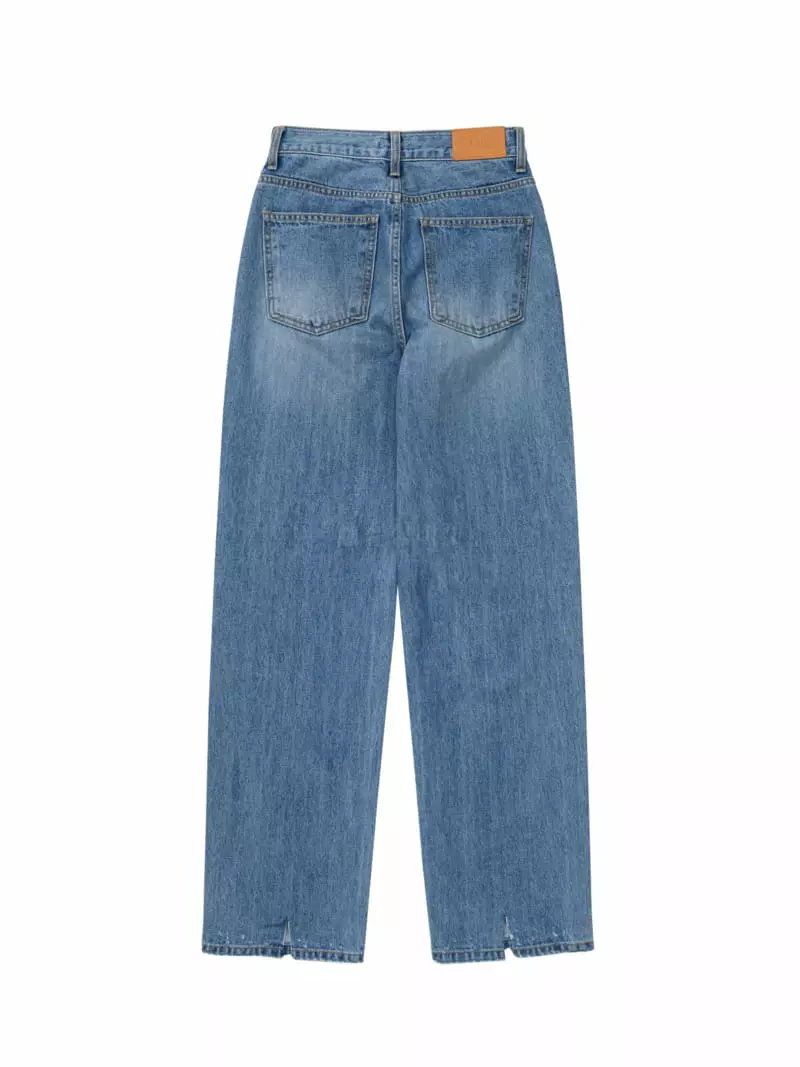 Tempting - Korean Women Fashion - #momslook - Slit Jeans - 4