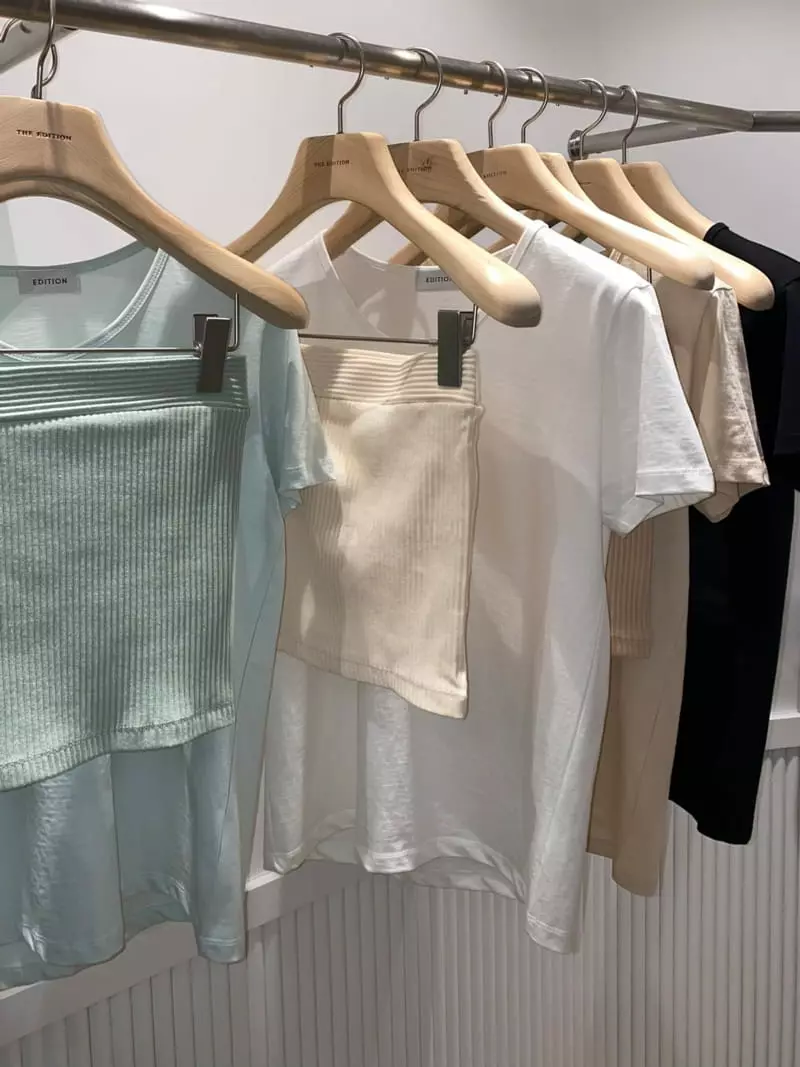 The Edition - Korean Women Fashion - #momslook - U-Neck Tee - 2