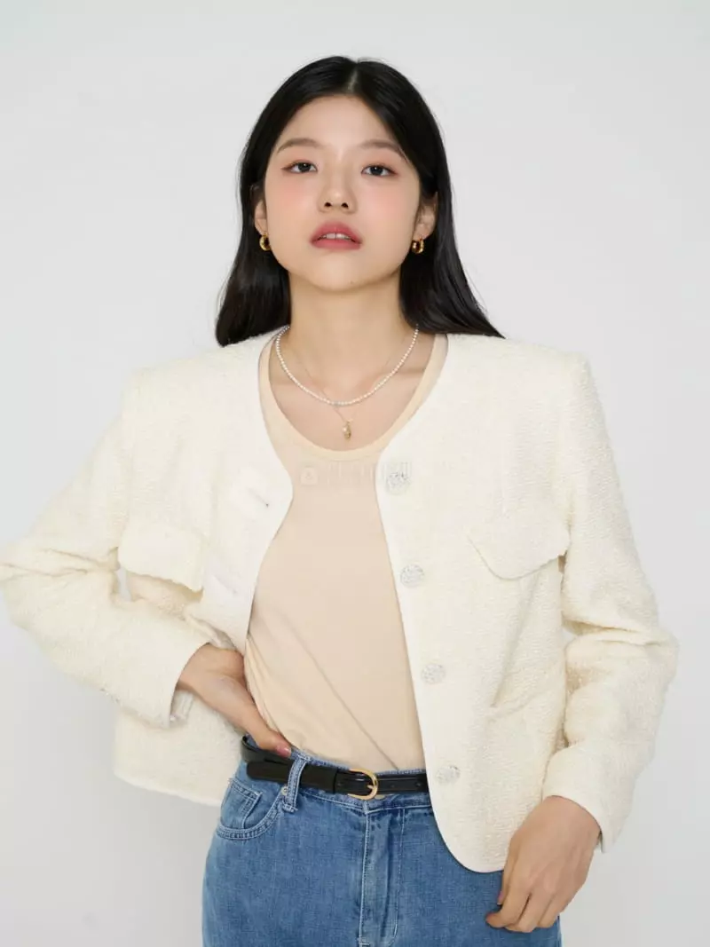 The Edition - Korean Women Fashion - #momslook - Shart Tweed Jacket - 2