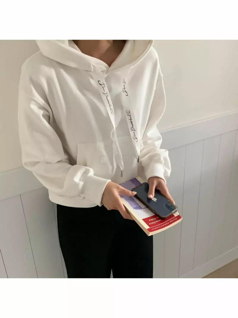The Nkino - Korean Women Fashion - #momslook - Lettering Tape Hoody Tee - 2