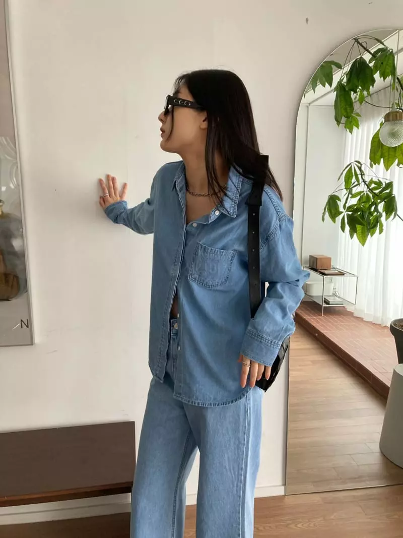 The Nkino - Korean Women Fashion - #momslook - Come On Denim Top Botton Set