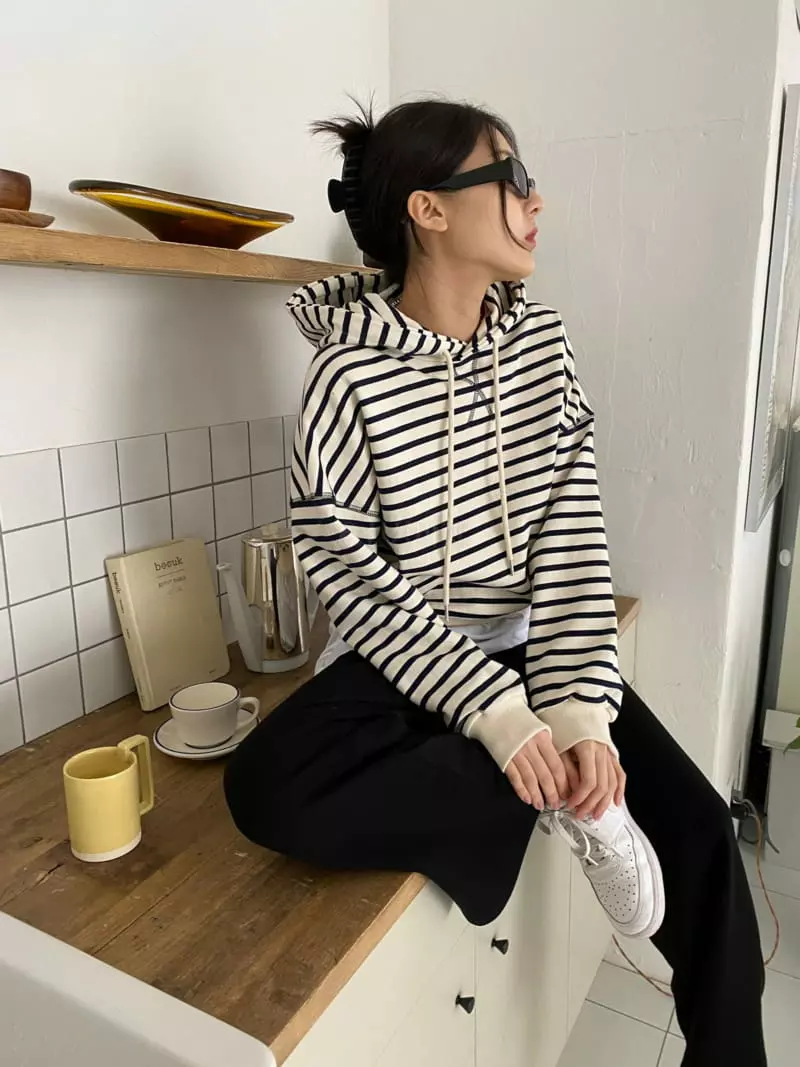 The Nkino - Korean Women Fashion - #vintagekidsstyle - Color Stripe Hoody Tee - 4