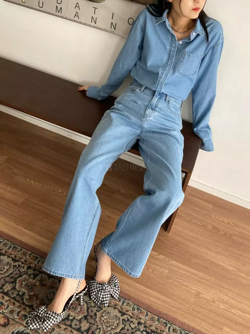 The Nkino - Korean Women Fashion - #womensfashion - Come On Denim Top Botton Set - 2