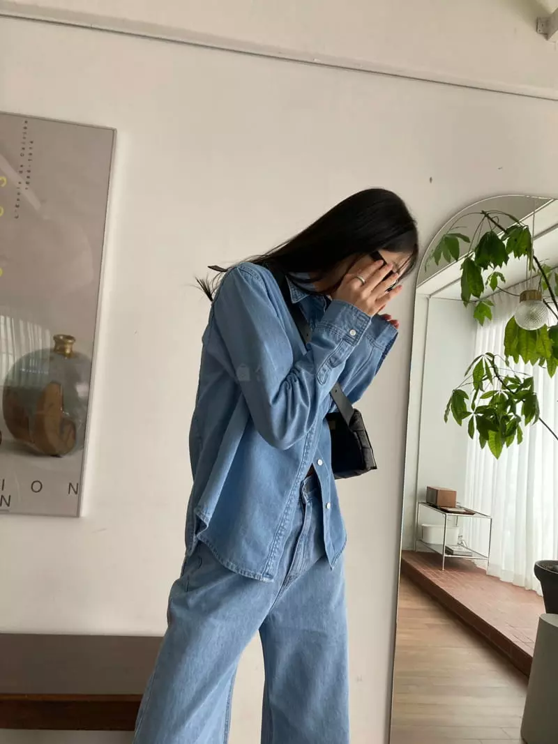 The Nkino - Korean Women Fashion - #momslook - Come On Denim Top Botton Set - 4