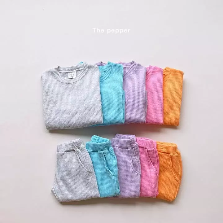 The Pepper - Korean Children Fashion - #Kfashion4kids - Daily Waffle Top Bottom Set