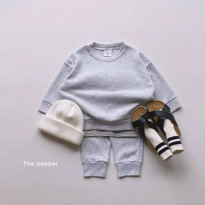 The Pepper - Korean Children Fashion - #childofig - Daily Waffle Top Bottom Set - 9