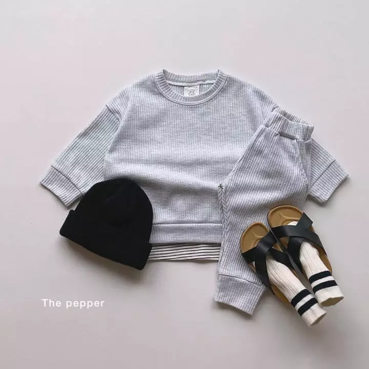 The Pepper - Korean Children Fashion - #childrensboutique - Daily Waffle Top Bottom Set - 10