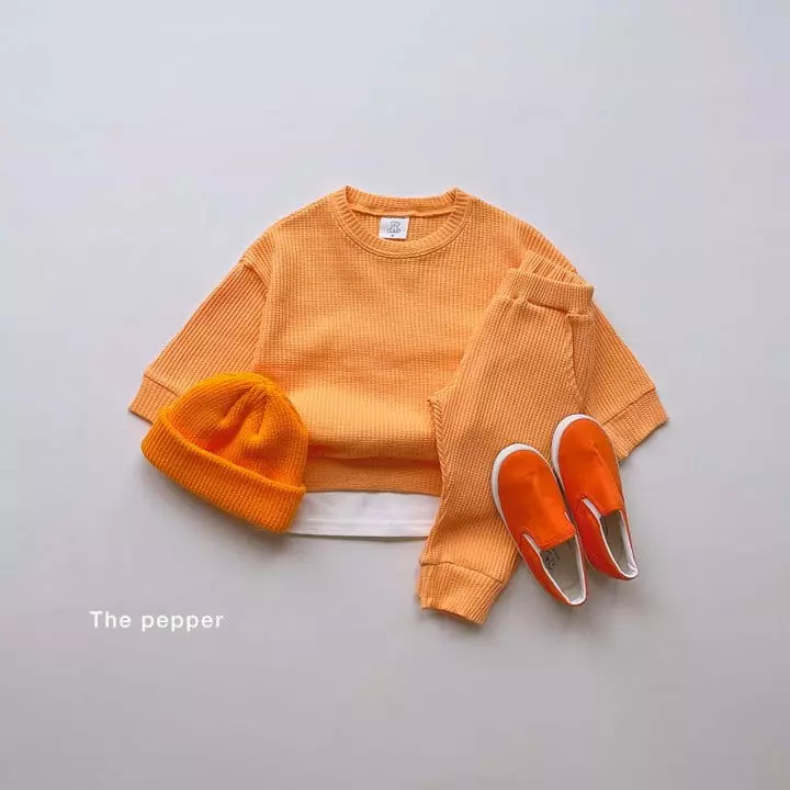 The Pepper - Korean Children Fashion - #discoveringself - Daily Waffle Top Bottom Set - 12