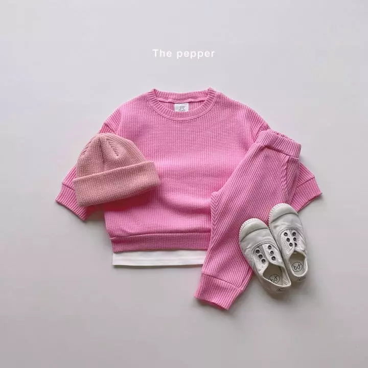 The Pepper - Korean Children Fashion - #magicofchildhood - Daily Waffle Top Bottom Set - 3