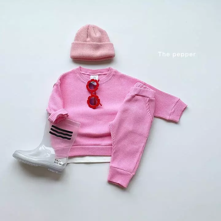 The Pepper - Korean Children Fashion - #magicofchildhood - Daily Waffle Top Bottom Set - 4