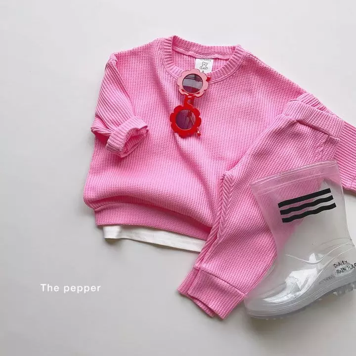 The Pepper - Korean Children Fashion - #prettylittlegirls - Daily Waffle Top Bottom Set - 5
