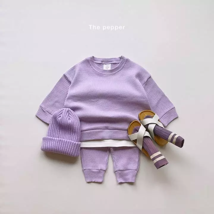 The Pepper - Korean Children Fashion - #toddlerclothing - Daily Waffle Top Bottom Set - 7