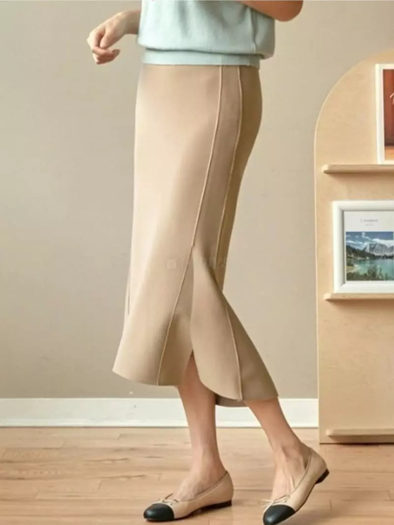 Theany - Korean Women Fashion - #momslook - Diagonal Slit Skirt - 2