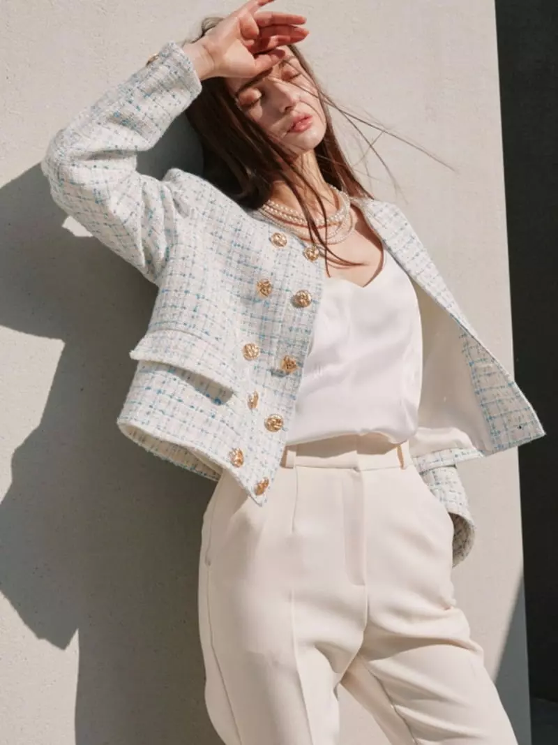Theany - Korean Women Fashion - #momslook - Glittering Double Tweed Jacket - 3
