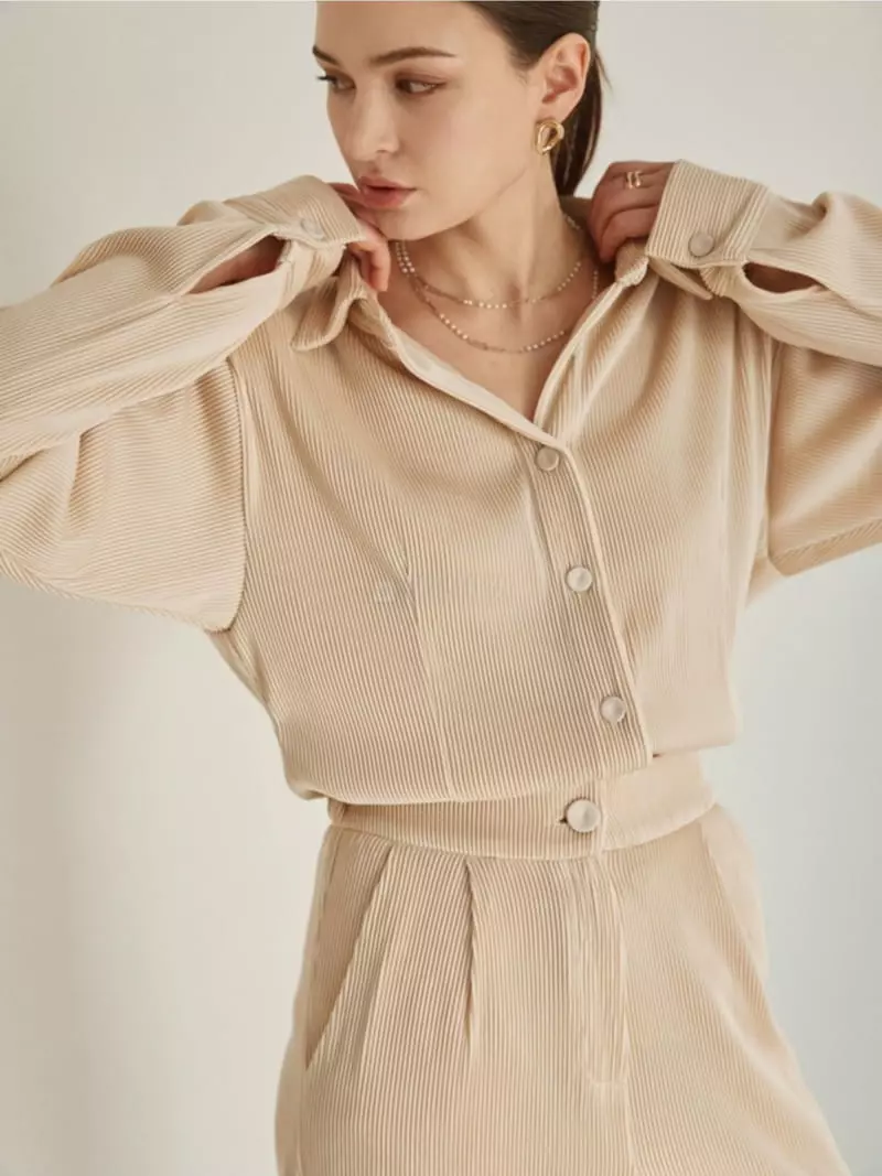 Theany - Korean Women Fashion - #shopsmall - Rib Drop Shoulder Shirt - 2