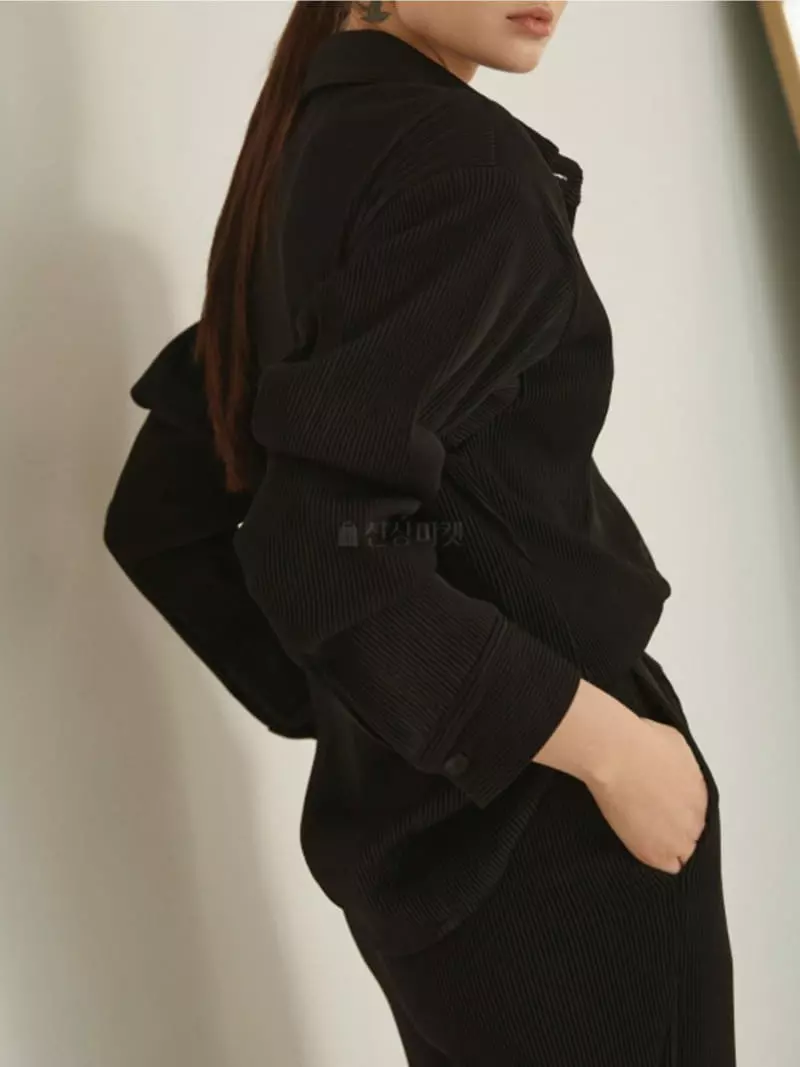Theany - Korean Women Fashion - #thatsdarling - Rib Drop Shoulder Shirt - 4
