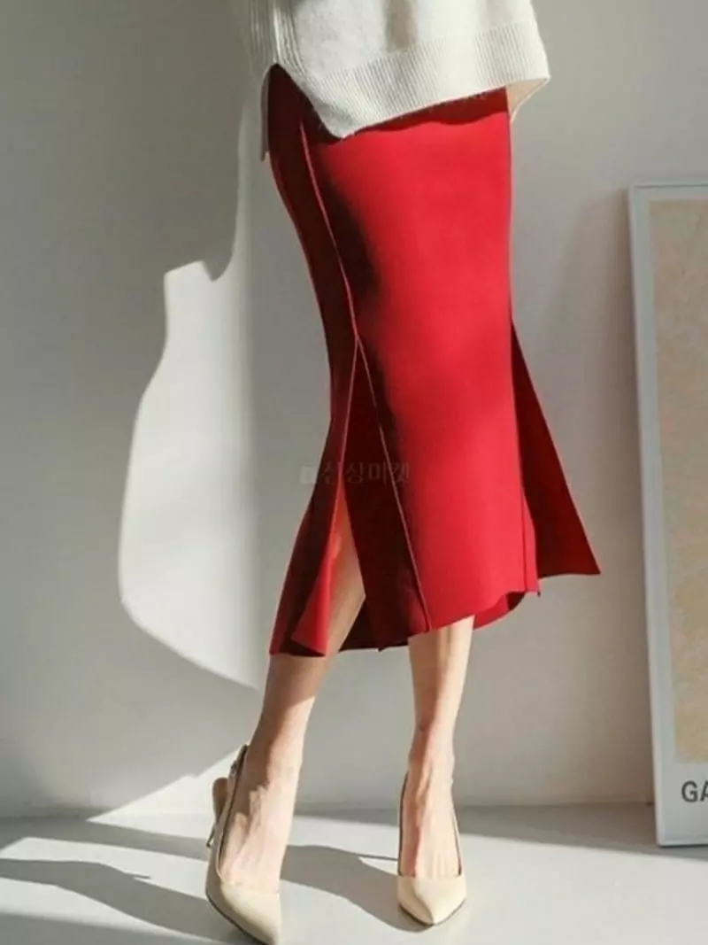 Theany - Korean Women Fashion - #womensfashion - Diagonal Slit Skirt