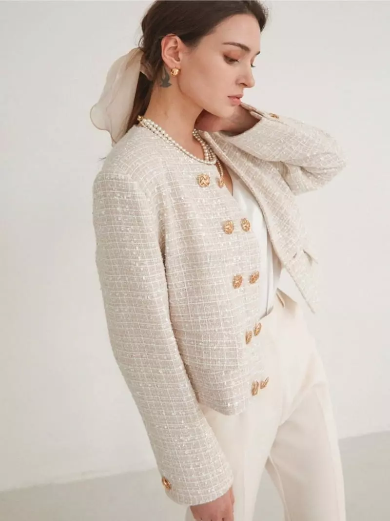 Theany - Korean Women Fashion - #womensfashion - Glittering Double Tweed Jacket - 2