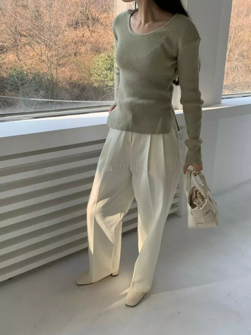 Thecamel - Korean Women Fashion - #momslook - Rib Knit Tee - 2