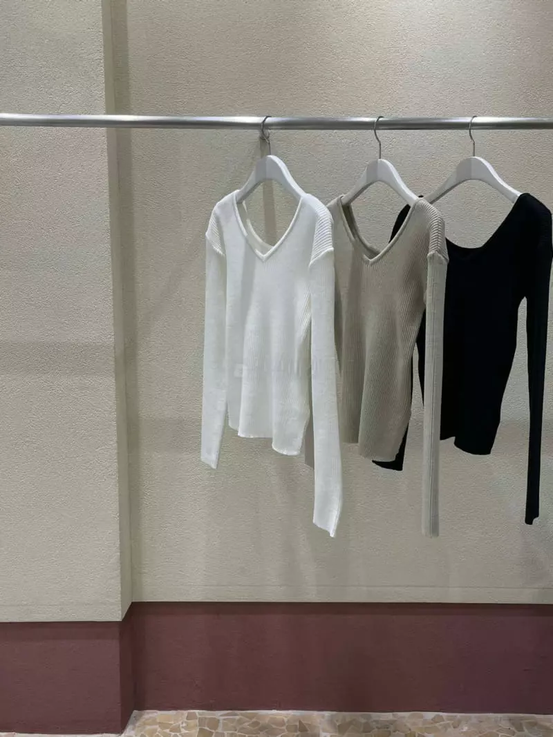 Thecamel - Korean Women Fashion - #womensfashion - Rib Knit Tee - 4