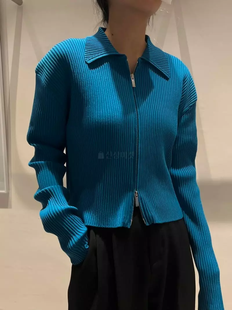Thecamel - Korean Women Fashion - #momslook - Knit Zip-up Cardigan - 2